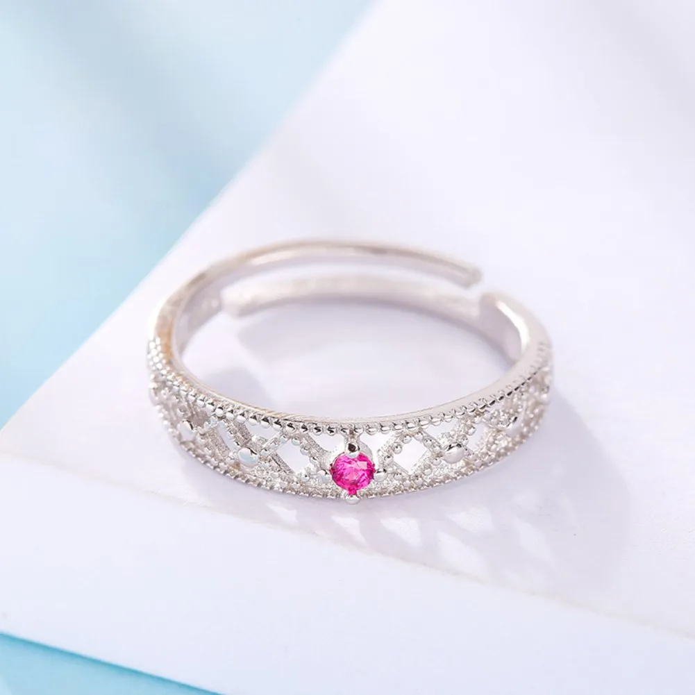 

Fashion Ring Sterling S925 Silver Open Ring with Shiny Zirconia for Women Girlfriend Party Luxury Jewelry Resizable J0177