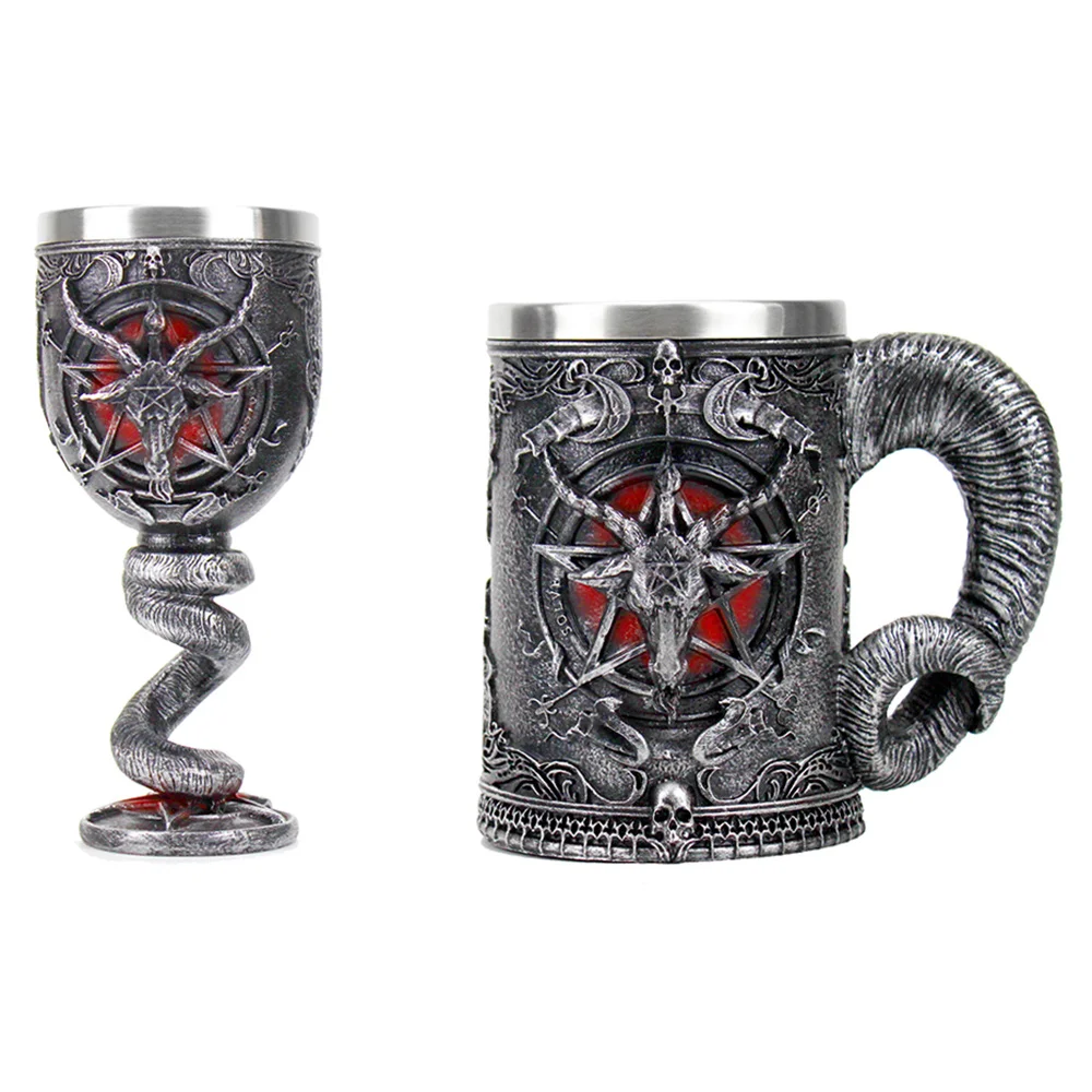 

Baphomet Pentagram Horn Goblet Wine Glass Gothic Wicca Pagan Mystical Tankard Coffee Beer Mugs 600ml 200ml Mystic Wicca Fan Gift