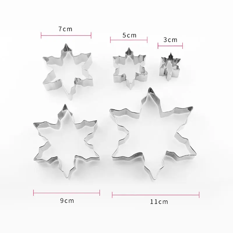 Набор из 5 штук в форме снежинки для печенья резак нержавеющей стали форма
