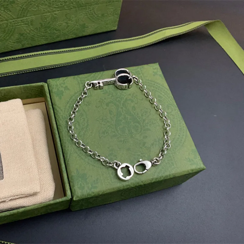 

FZY Original Classic Retro Double G Sign Skeleton Bangle S925 Sterling Silver Lovers Ghost Bracelet Valentine's Day gift