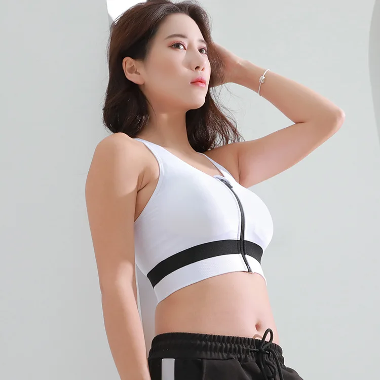 

Front Zipper Sports Underwear Women 's High Strength Shockproof Running Push-up Workout Bra Vest Yoga Bra Summer
