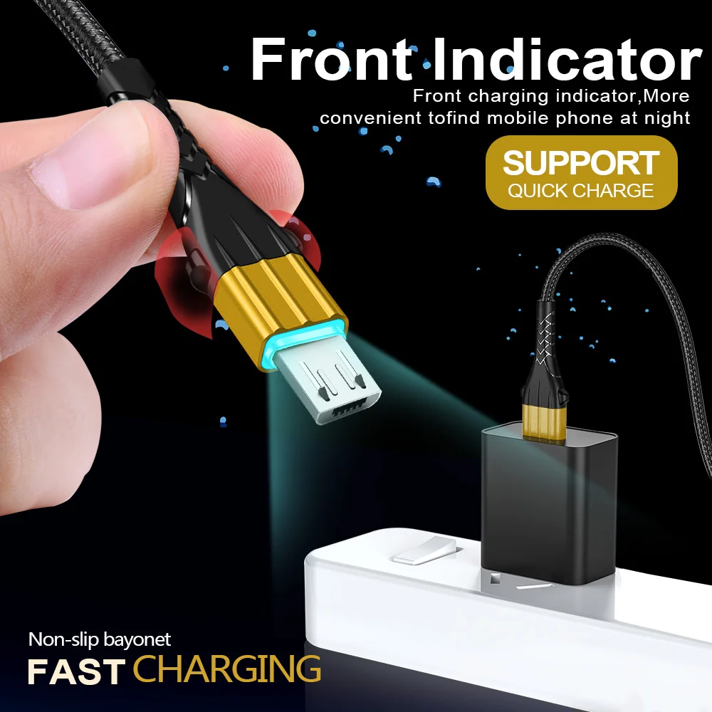 Кабель Micro USB Twitch 3 А 2 м быстрая зарядка 0 кабель для быстрой зарядки и передачи