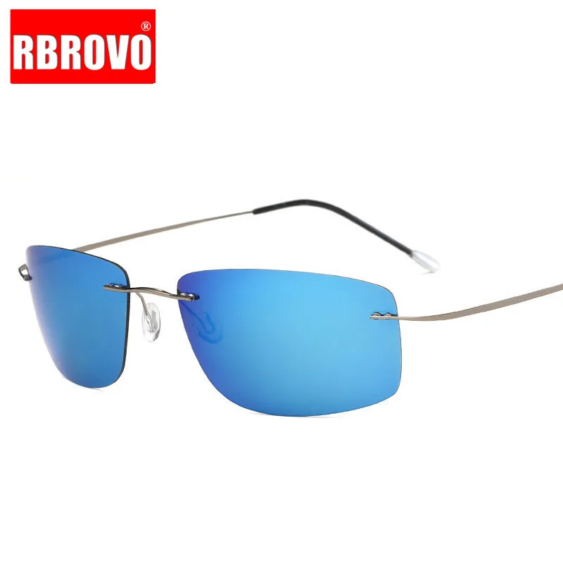 Титановые солнцезащитные очки без оправы RBROVO 2021 TAC Мужские поляризационные