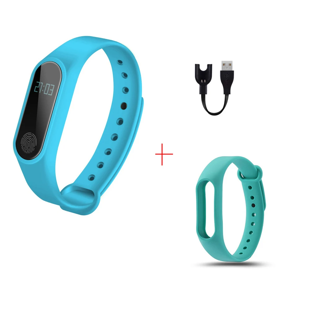 blue green New M2 smart fashion sports watch fitness running tracker bracelet step blood pressure monitor with men and women children - Цвет: blue green