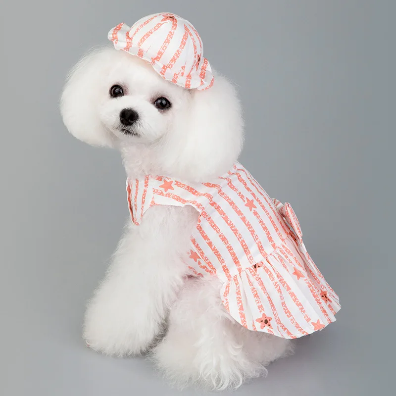 

Летняя одежда для домашних животных, платье в полоску для собак, юбка, Осенние Свадебные платья для собак, одежда Yorkshires для Chihuahau, платье для ...