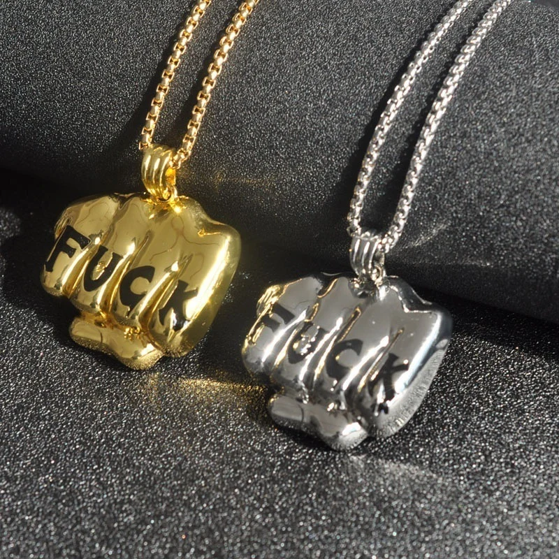 

The New style personality creative fist Provocation punk hip hop Rock trend men’s pendant necklace jewelry accessories wholesale