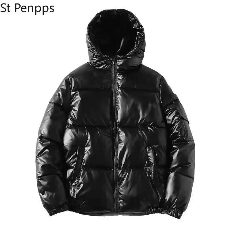 Женский пуховик зимняя Глянцевая Серебристая/черная/Золотистая/синяя парка с