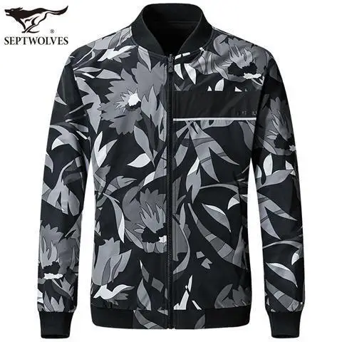 

Autumn New Men's Casual Double-sided Jacket Men's Trendy Baseball Collar Printed Jacket Men's