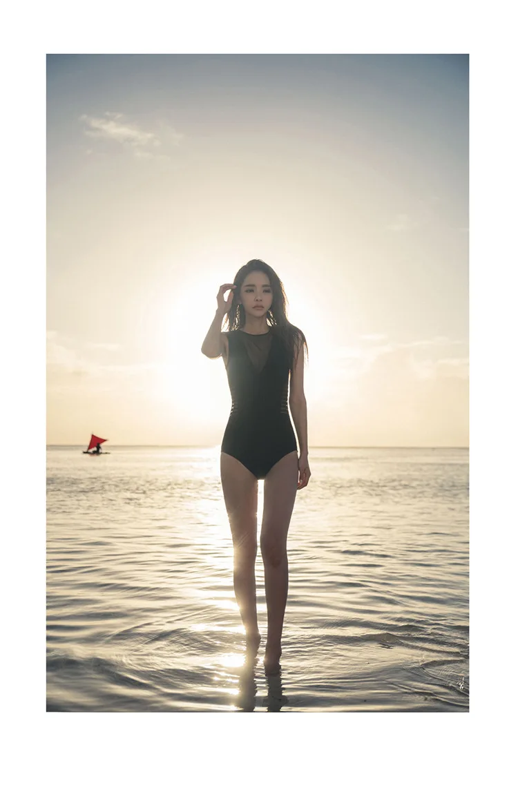 Женский слитный купальник в Корейском стиле закрытый раздельный женский черный