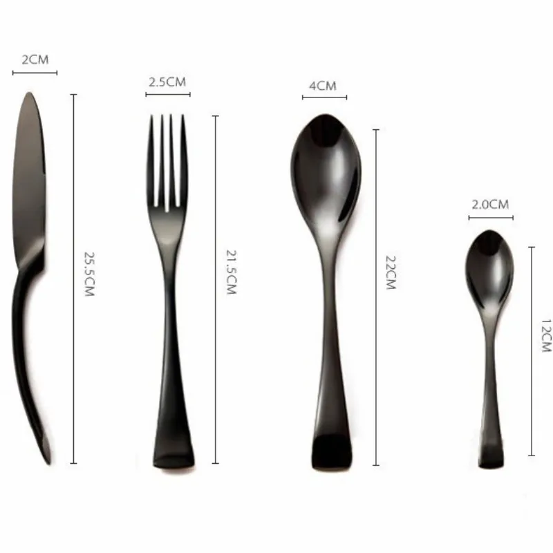 

Black Metal Western Food Dinnerware Set Top Quality Stainless Steel Dinner Knife Fork Spoon Teaspoon Cutlery Tableware Set