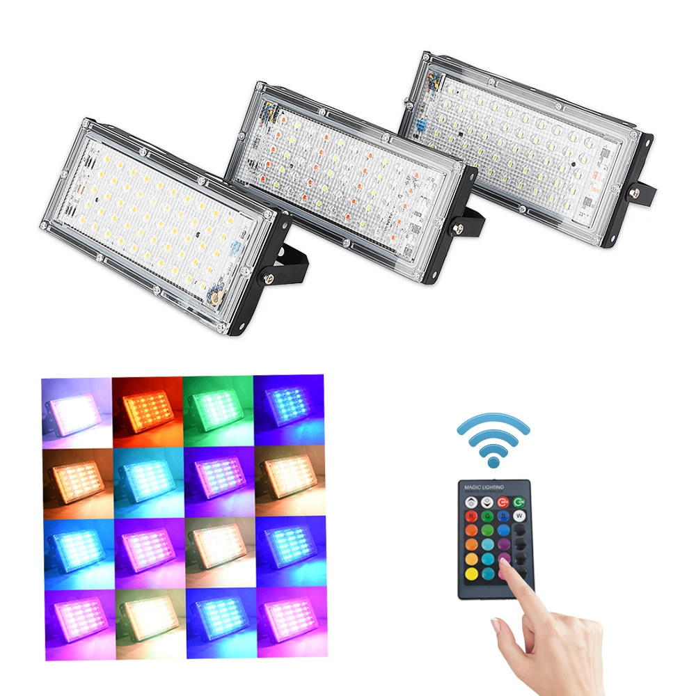 Светодиодный RGB прожектор 50 Вт Открытый Точечный светильник Настенный светильник отражатель IP66 водонепроницаемый светильник ing садовый прожектор светильник AC 220 В