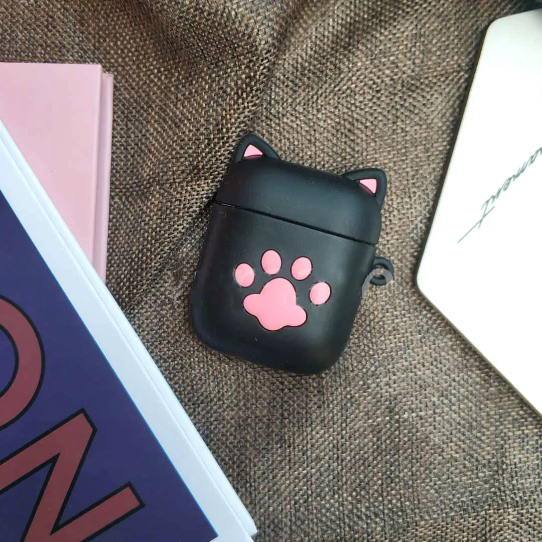 blackpinkcatclaw Милый мультяшный беспроводной Чехол для наушников для Apple AirPods 2 Силиконовый чехол для зарядки наушников Защитный чехол для AirPods - Цвет: blackpinkcatclaw