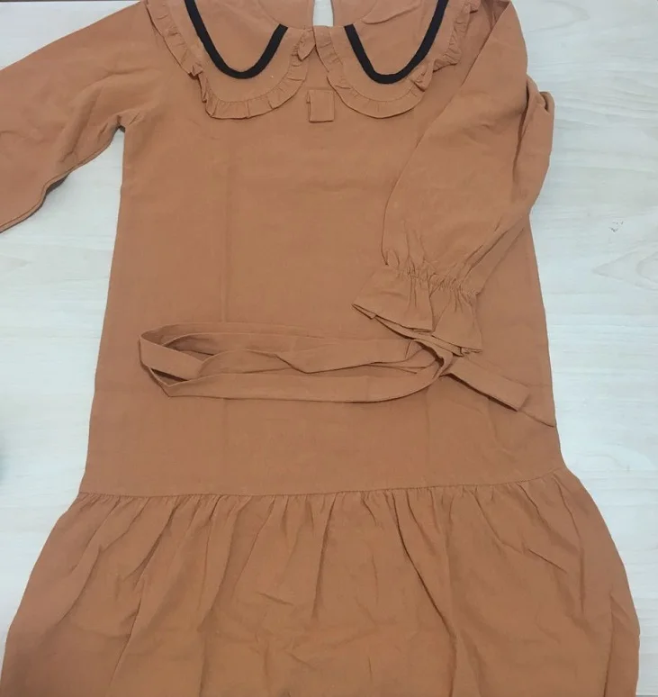 ginger yellow Новинка года; осеннее платье для девочек; платье принцессы с длинными рукавами; милое детское хлопковое платье с бантом и оборками; одежда для малышей;#5281 - Цвет: ginger yellow