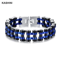 fashion mens denim bracelets bangles blue biker bicycle motorcycle chain link bracelets for men stainless steel punk jewelry