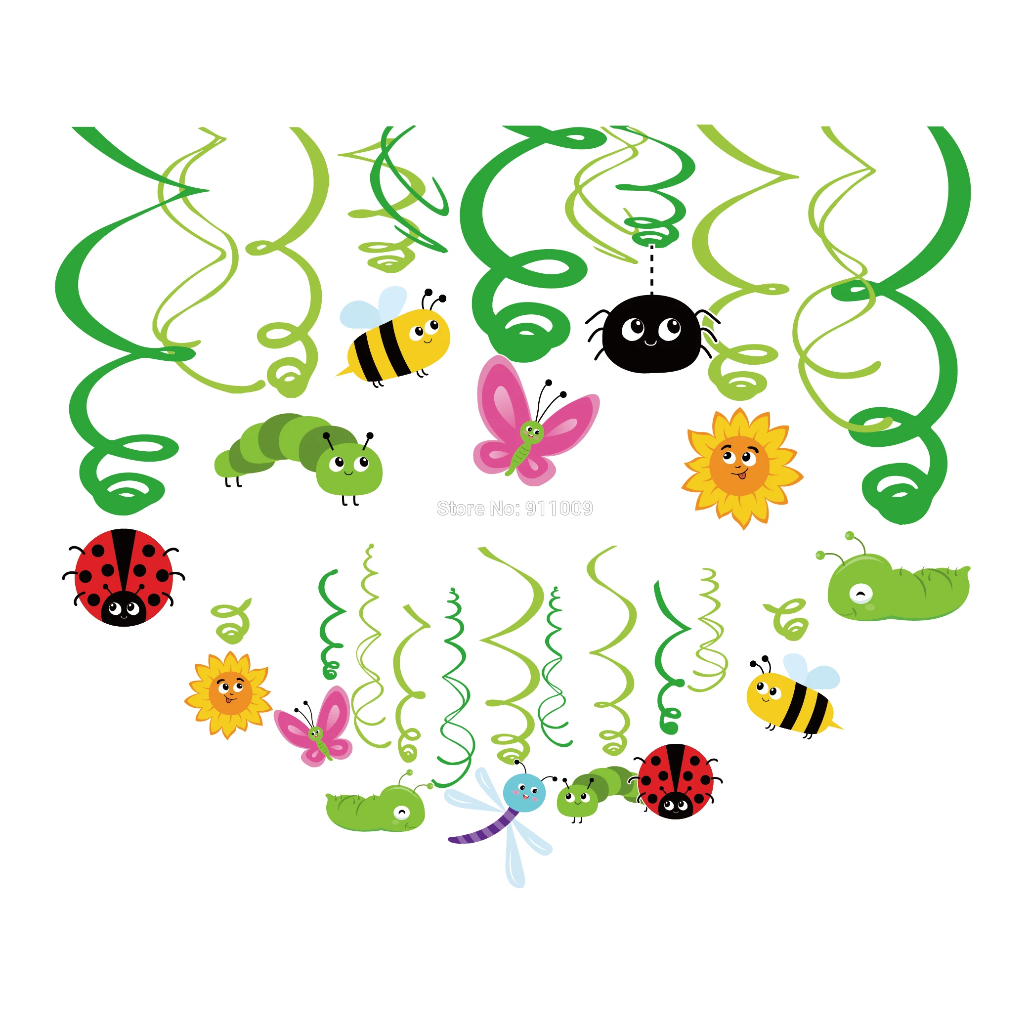 30 шт. вечерние украшения из фольги для потолков насекомые детские с изображением