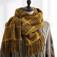 winter new thicken warm cashmere women scarf tassel designer female shawl plaid scarf men scarf