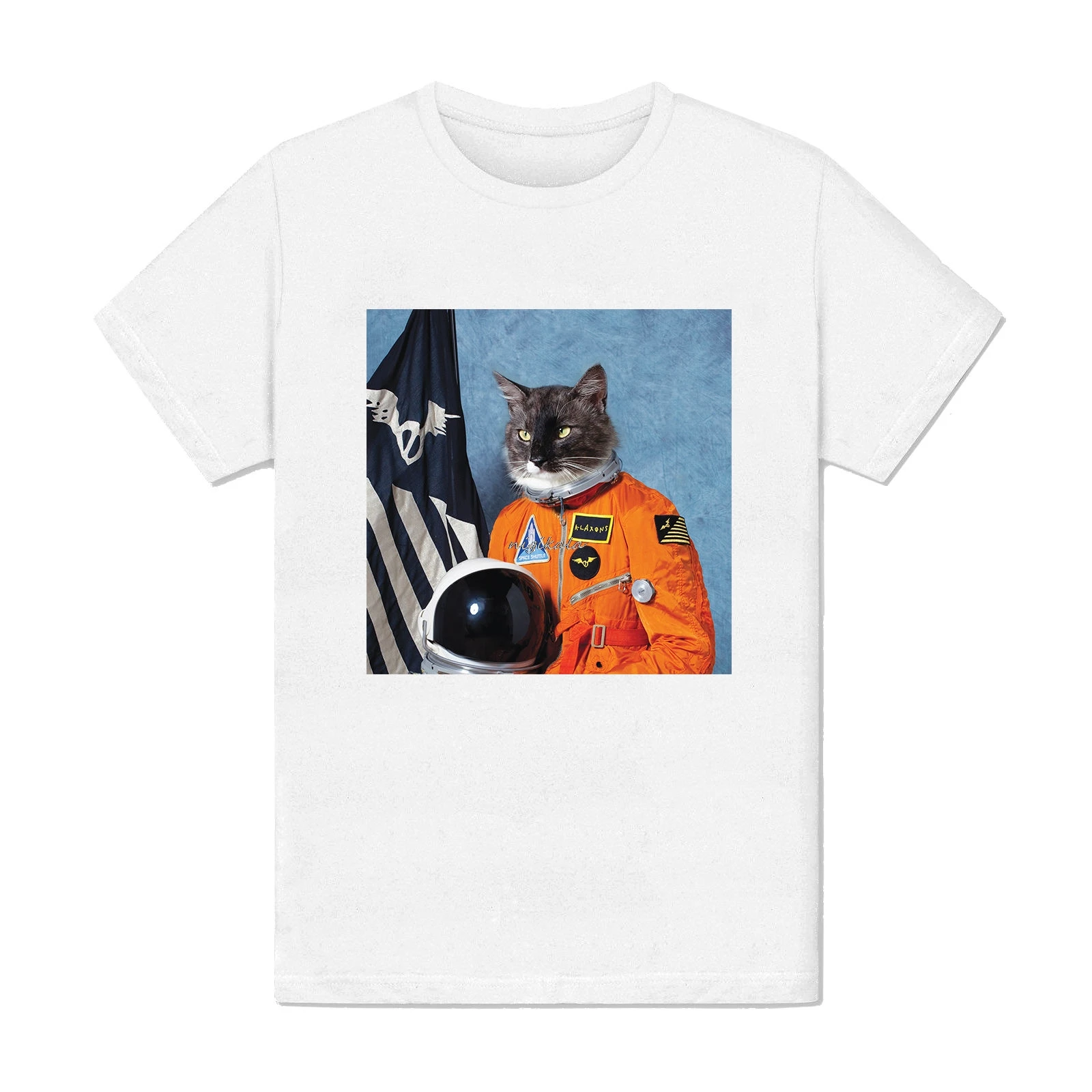 Мужская футболка с коротким рукавом Homme Chat Espace Amant Astronaute Amerique a Mode Франция|Мужские