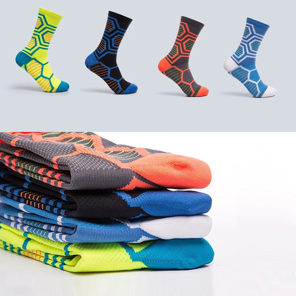 

1 Pair Cotton Mid-Calf Socks Breathable Compression Socks Sweat-absorbent Socks for Cycling Running Gym Workout Fitness