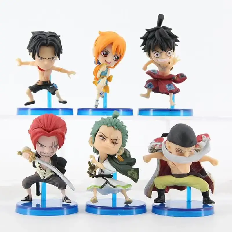 

6pcs/set One Piece Anime Figure Toys LAND OF WANO Luffy Roronoa Zoro Nami Chopper Kikunojo Kimono Ver. PVC Action Figure Toys
