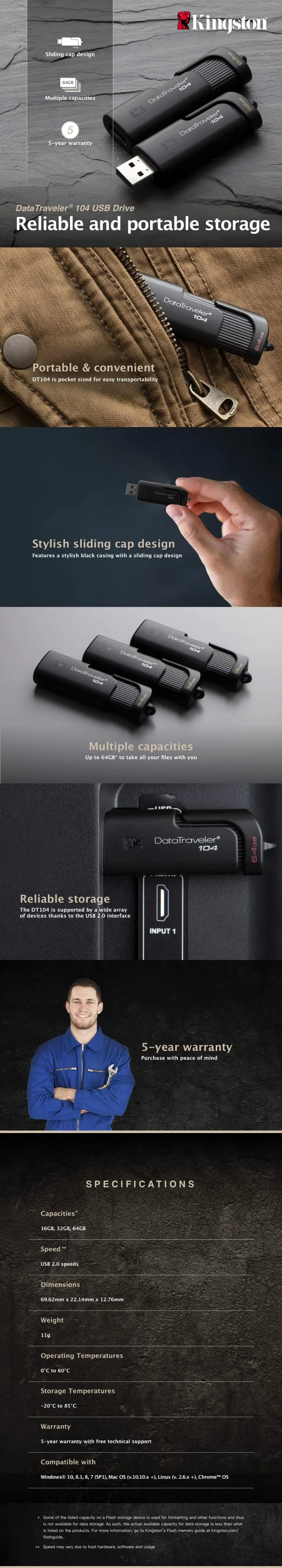 Kingston DT50 USB 3,0 USB флеш-накопитель 16 ГБ флеш-накопитель 128 ГБ 32 ГБ флеш-накопитель 64 Гб металлическая ручка-накопитель DT104 USB2.0 карта памяти U