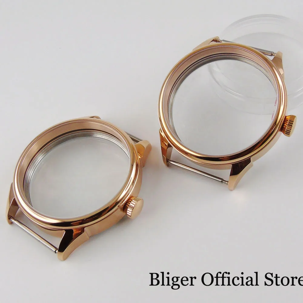 

Ручные часы из розового золота с полированным/матовым покрытием, зеркальные часы для ETA 6497 6498, движение с ручной обмоткой, прозрачная задняя ...