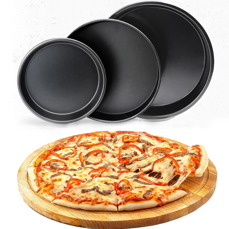 

Круглая тарелка для пиццы, сковорода для пиццы, глубокая тарелка, лоток из углеродистой стали, антипригарная форма, модель сковороды 6/8/10 дюймов