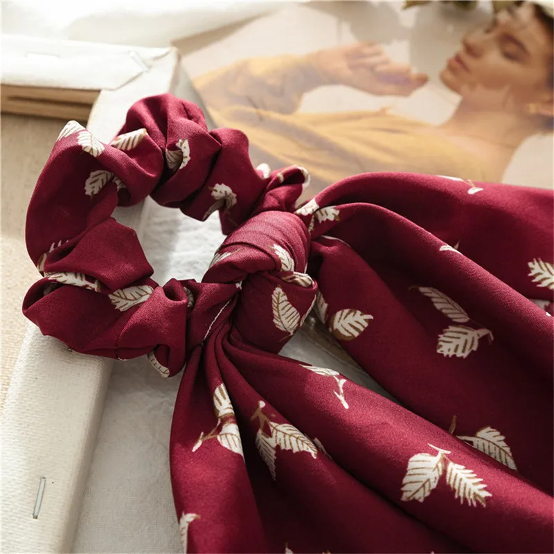 Floral Print Scrunchies for Women - Elastic Hair Bands with Streamers Bow Hair Scarf - Hair Rope Ties - Fashion Hair Accessories by MINHIN image 4