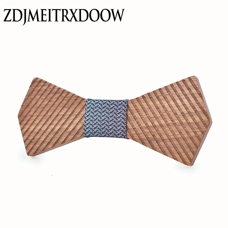 

New design black walnut wooden bow tie gravata borboleta mens strip ties wood bowtie gravatas para homens