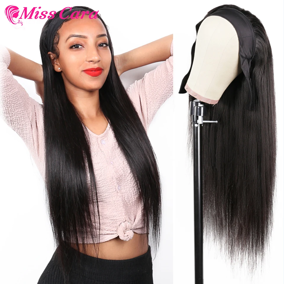 

HeadBand Wigs Brazilian Straight HeadBand Wigs Glueless Full Machine Wig For Black Women Remy Bone straight Human Hair Wig