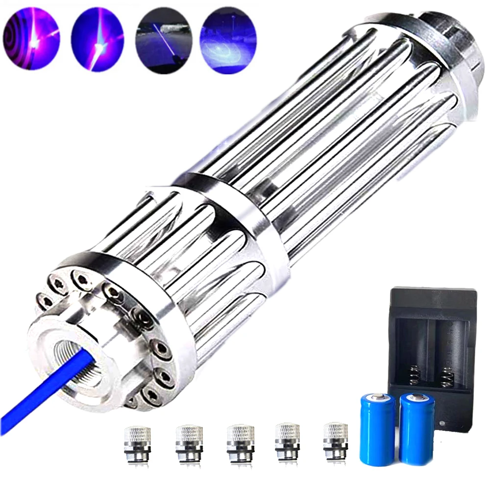 

The most powerful blue laser flashlight 450nm 10000m focusable laser sight, high-power laser burning match/burning cigar