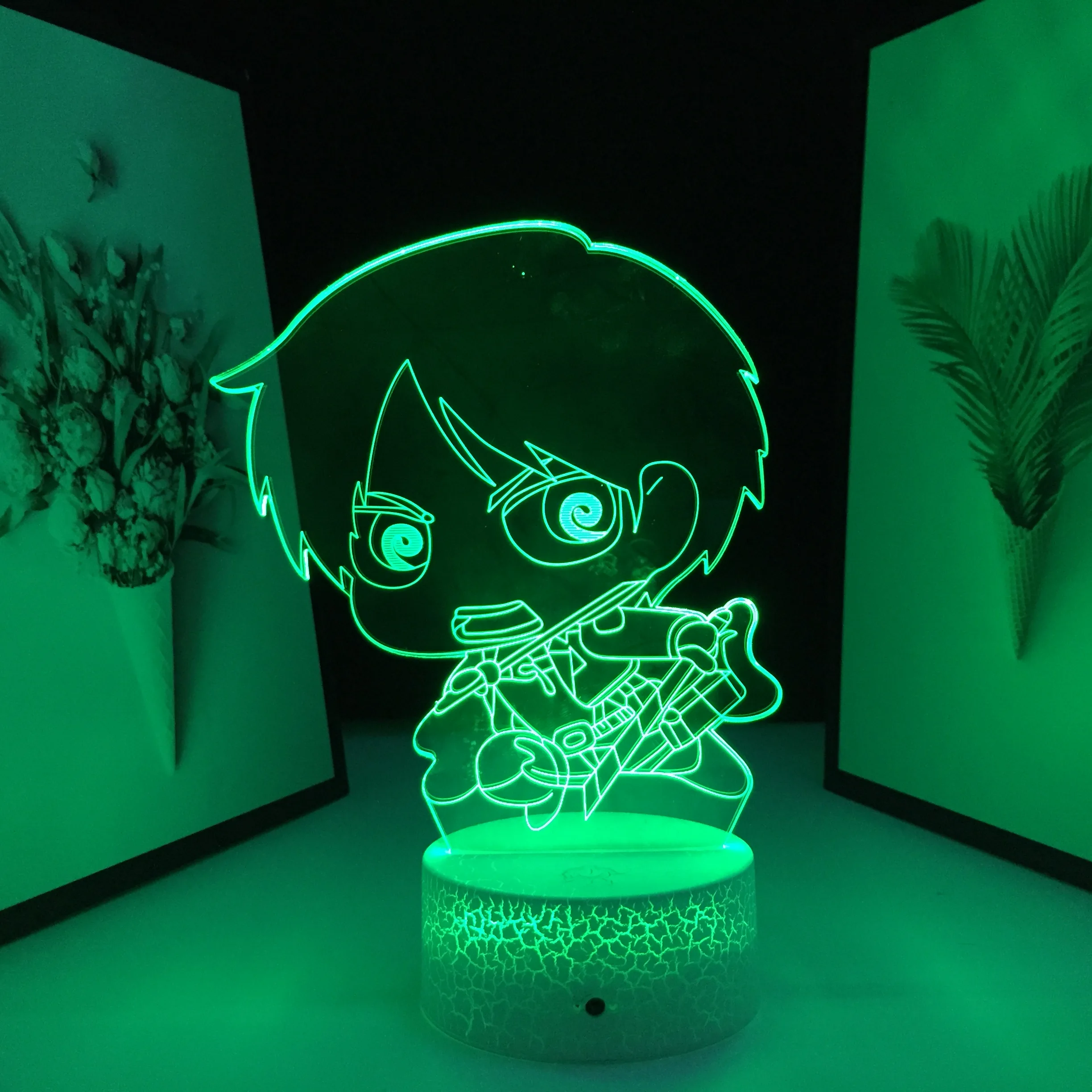 

Eren Yeager Anime Figure Nightlight Kids LED Night Light for Cool Birthday Gift Bedroom Decor Light for Child Room Table 3D Lamp