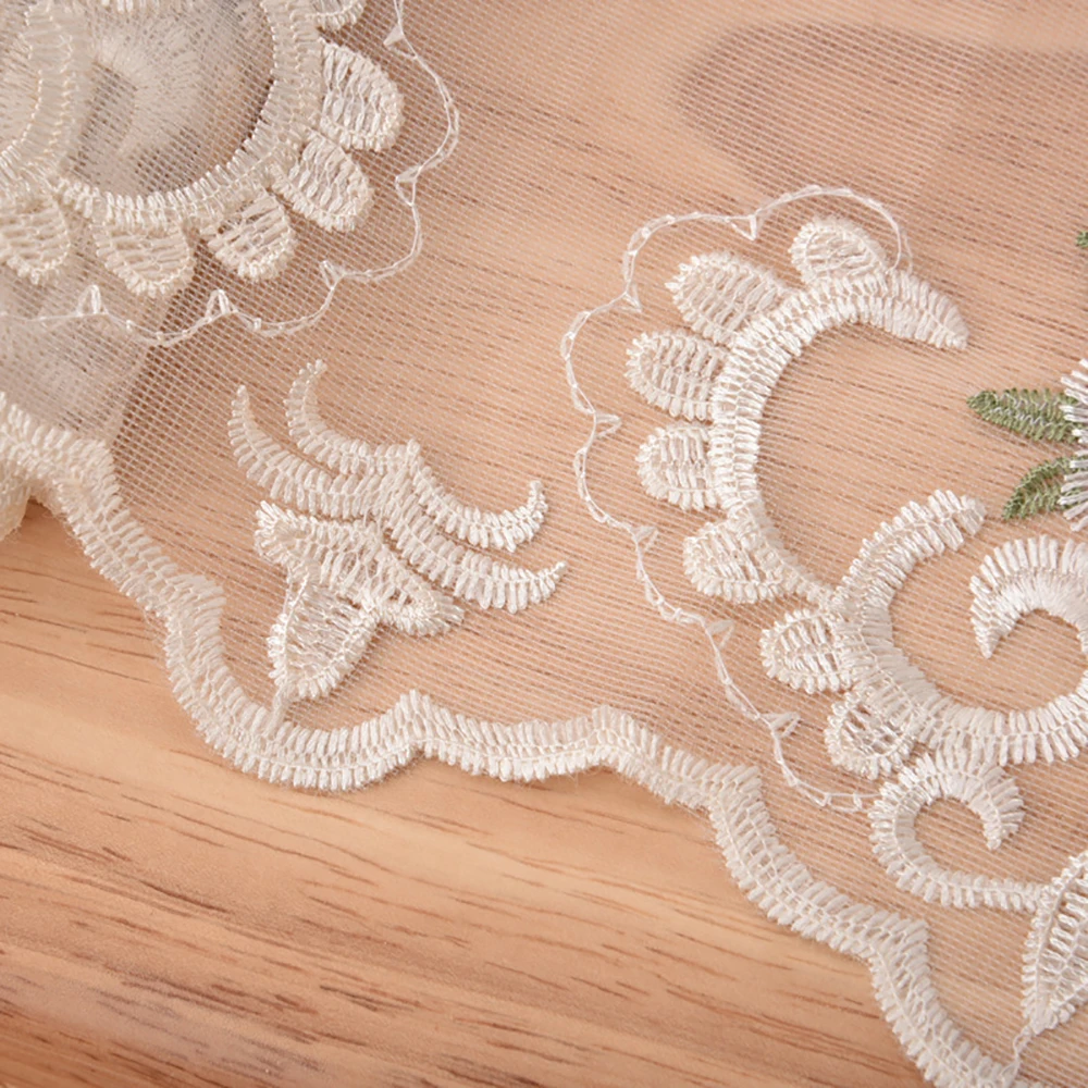Lychee Life 5 Yards Floral Mesh Lace Trims Water Soluble Lace Ribbon for Wedding Dress DIY Sewing Materials Bridal Needlework