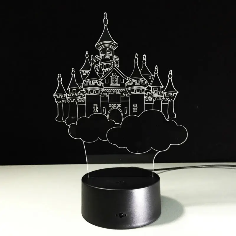 3D Светодиодная лампа в форме замка изменяющийся акриловый ночник для волшебного
