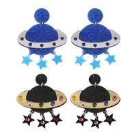 geometric big black blue cosmic galaxy acrylic drop earrings for women girls spaceship alien long dangle earrings jewelry gifts