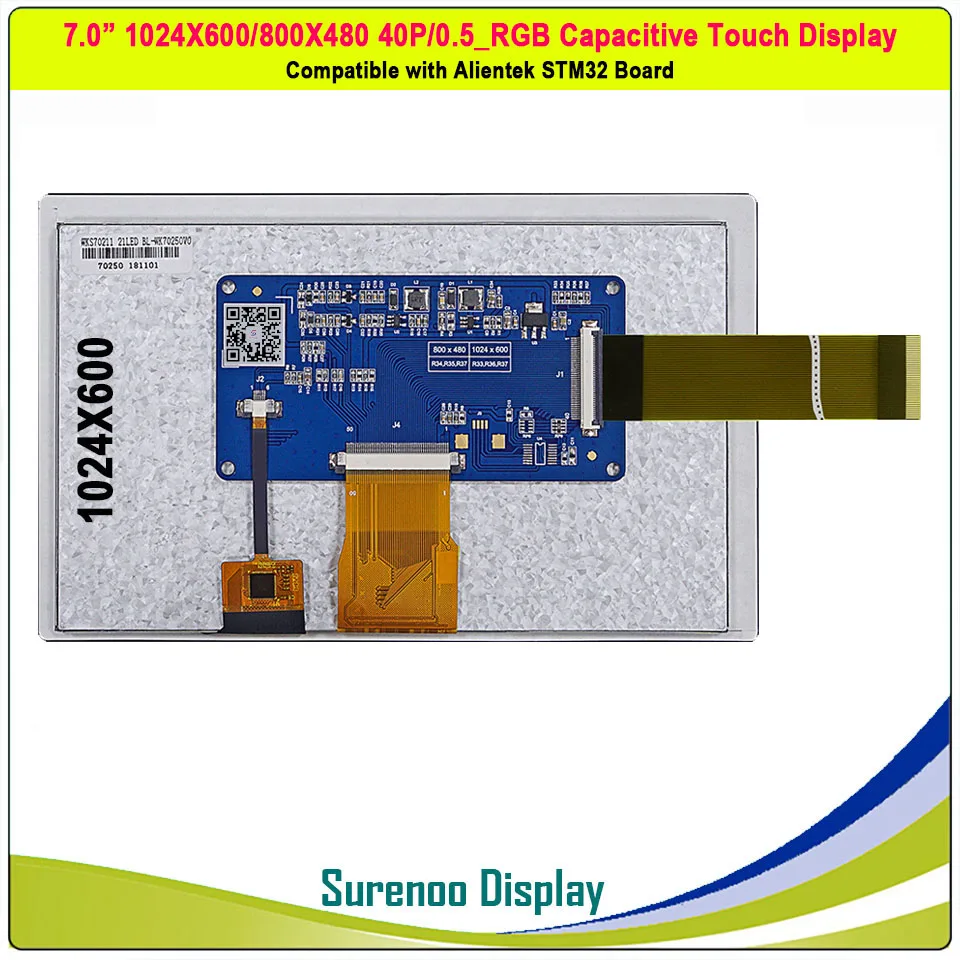 Model B1 " дюймовый 1024*600/800*480 40P_RGB TFT большой емкостный сенсорный ЖК-модуль панель экрана совместима с Alientek STM32 плата - Цвет: Model B1