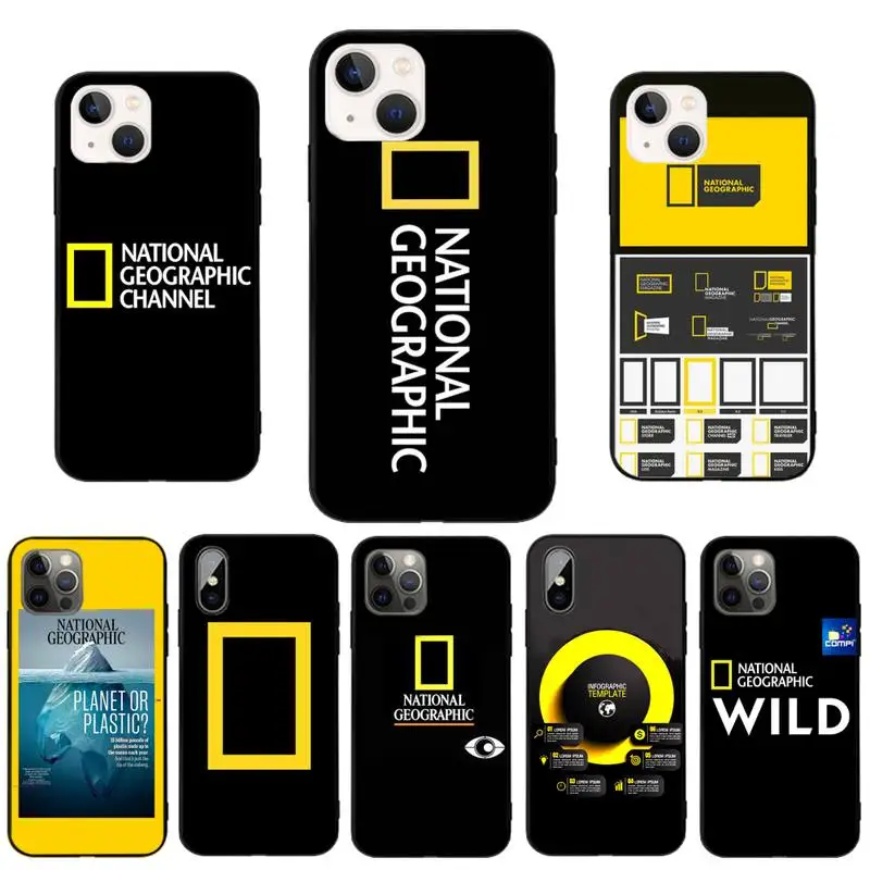 

Name National Geographic Phone Case Black Tpu For Iphone XR Xs 11 12 13 Mini Pro Max 6 7 8 Plus X 6s SE 2020 Cover