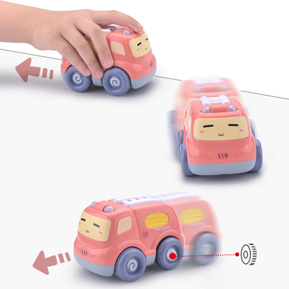 

4Pcs Kid Car Model Toy Pull Back Car Toys Mobile Vehicle Fire Truck Taxi Model Mini Plastic Cars Diecasts Toy Children Boy Gift