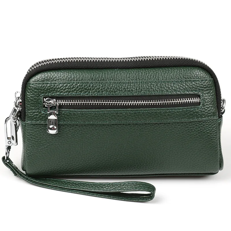 Women Mini Chain Messenger Shoulder Bags Small Bag Female Wristband Clutch Genuine Leather Large-capacity Double Zipper HandBag