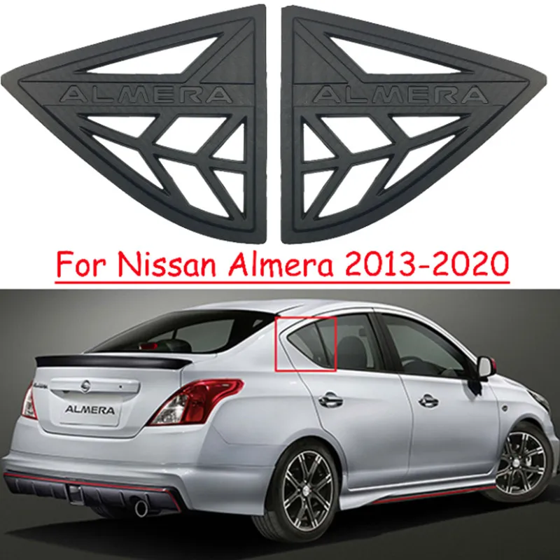

Накладки на задние окна из АБС-пластика для Nissan Almera 2013-2020, жалюзи, обшивка, 2 шт., автомобильные аксессуары