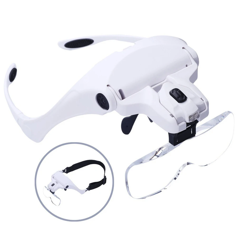 

Magnifying Glasses with 2 LED Lights 1X/1.5X/2X/2.5X/3X Lens Headband Magnifier Loupe for Sewing DIY Craft Cross Stitching