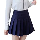 Новинка 2021, весенние плиссированные юбки с завышенной талией, джинсовые юбки в стиле Харадзюку, Однотонная юбка-трапеция, искусственная кожа, японская школьная форма
