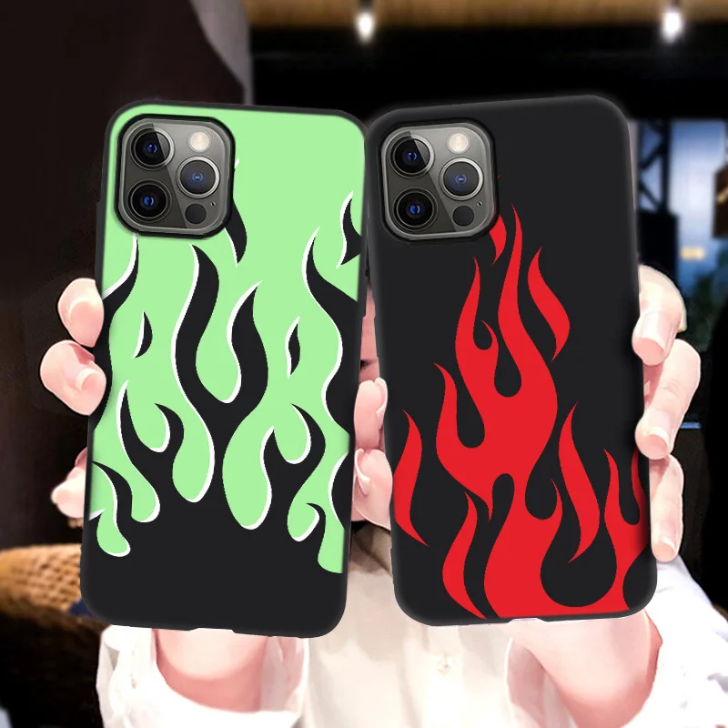 Flame Painted Case For iPhone 11 12 Pro Max 13 Case Fire Pattern Phone Cover On iPhone12 Mini 7 8 Plus XR X XS SE 2020 6 5 Funda