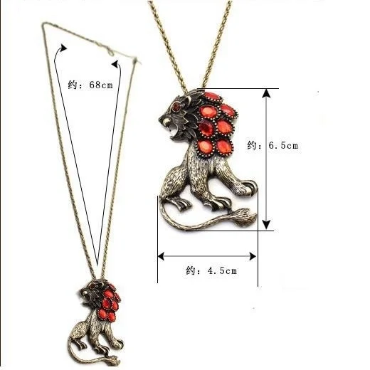 В винтажном стиле в виде льва длинное ожерелье 2020 новые модные красные акриловый