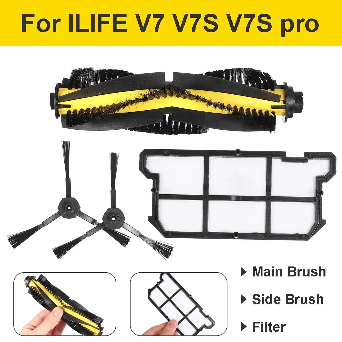 

Main Brush Side Brush Hepa Filter Dustproof For ILIFE V7 V7s V7S Pro Robot Vacuum Cleaner Spare Parts Replacement