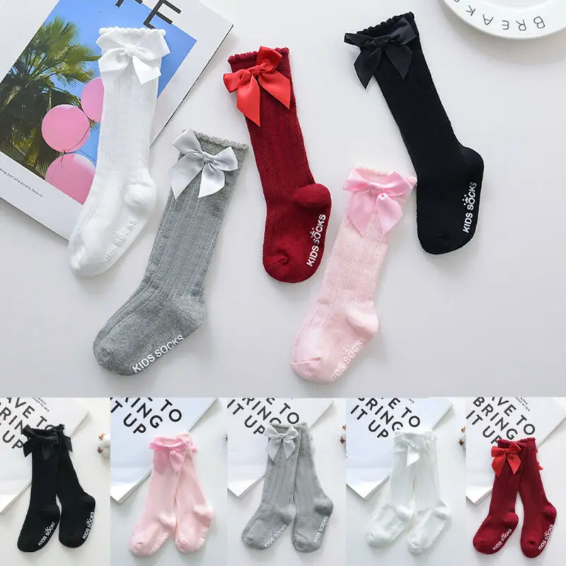 

Pudcoco Socks Baby Summer Clothing New Kids Toddlers Girls Big Bow Knee High Long Soft Lace Bowknot 100% Cotton Underwear