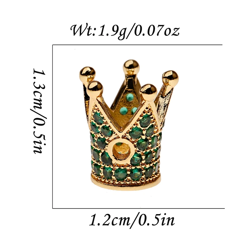 

Classic Crown Green Zircon CZ Gold Copper Beads For Making Bracelet Fashion Round Ball Charms Bracelet Making Jewelry