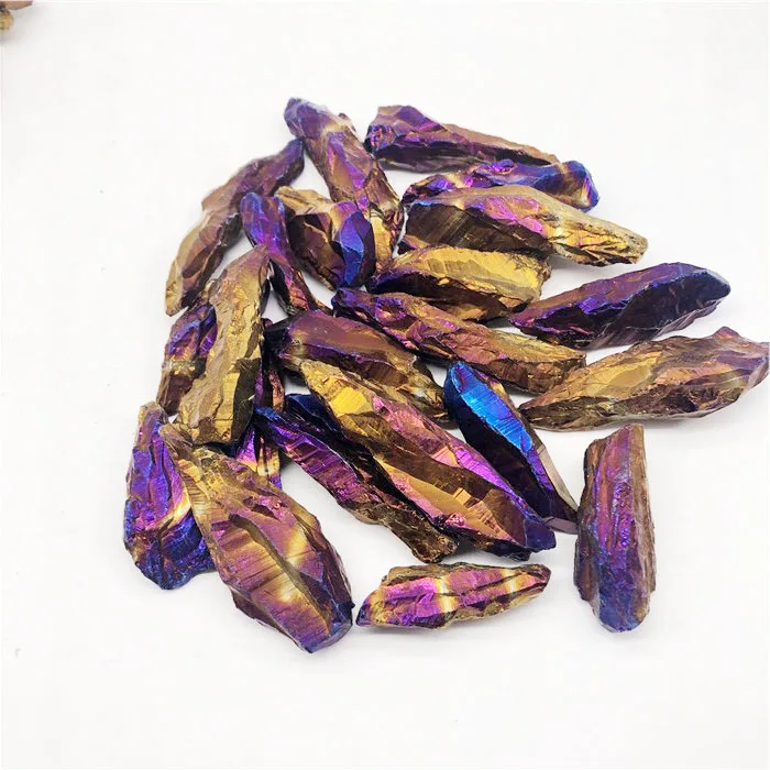 

50g Wholesale Natural Electroplate Colorful Aura Quartz Crystal Rough Stone