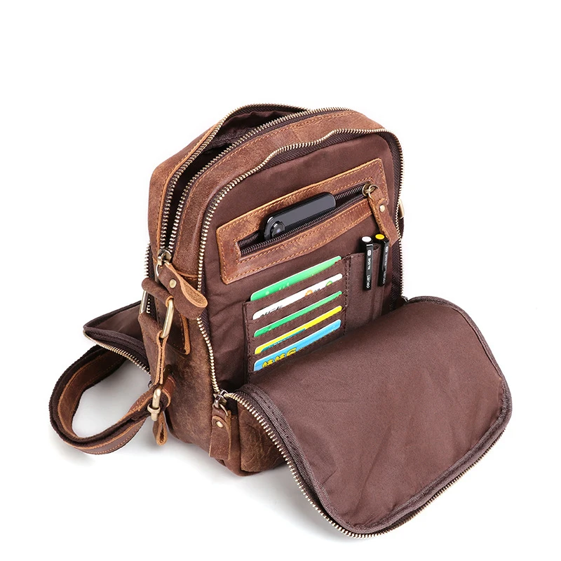 Genuine Leather Crossbody Messenger Office Bags For Men VIntage Flap Fashion Shoulder Bags Men's Travel New Nubuck Handbags