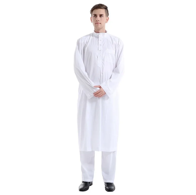 Мусульманская одежда мужская ранняя Рамадан костюмы твердый арабский Пакистан Саудовская Аравия абайя с