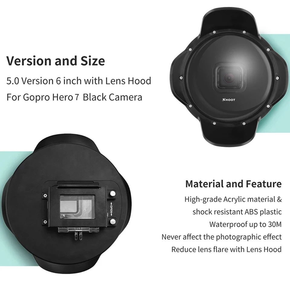 Подводный купол SHOOT для GoPro Hero 7 6 5 Black с Поплавковым захватом водонепроницаемый